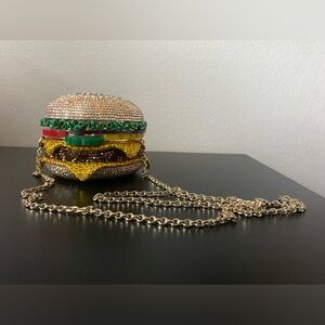 Judith Leiber cheeseburger crystal clutch